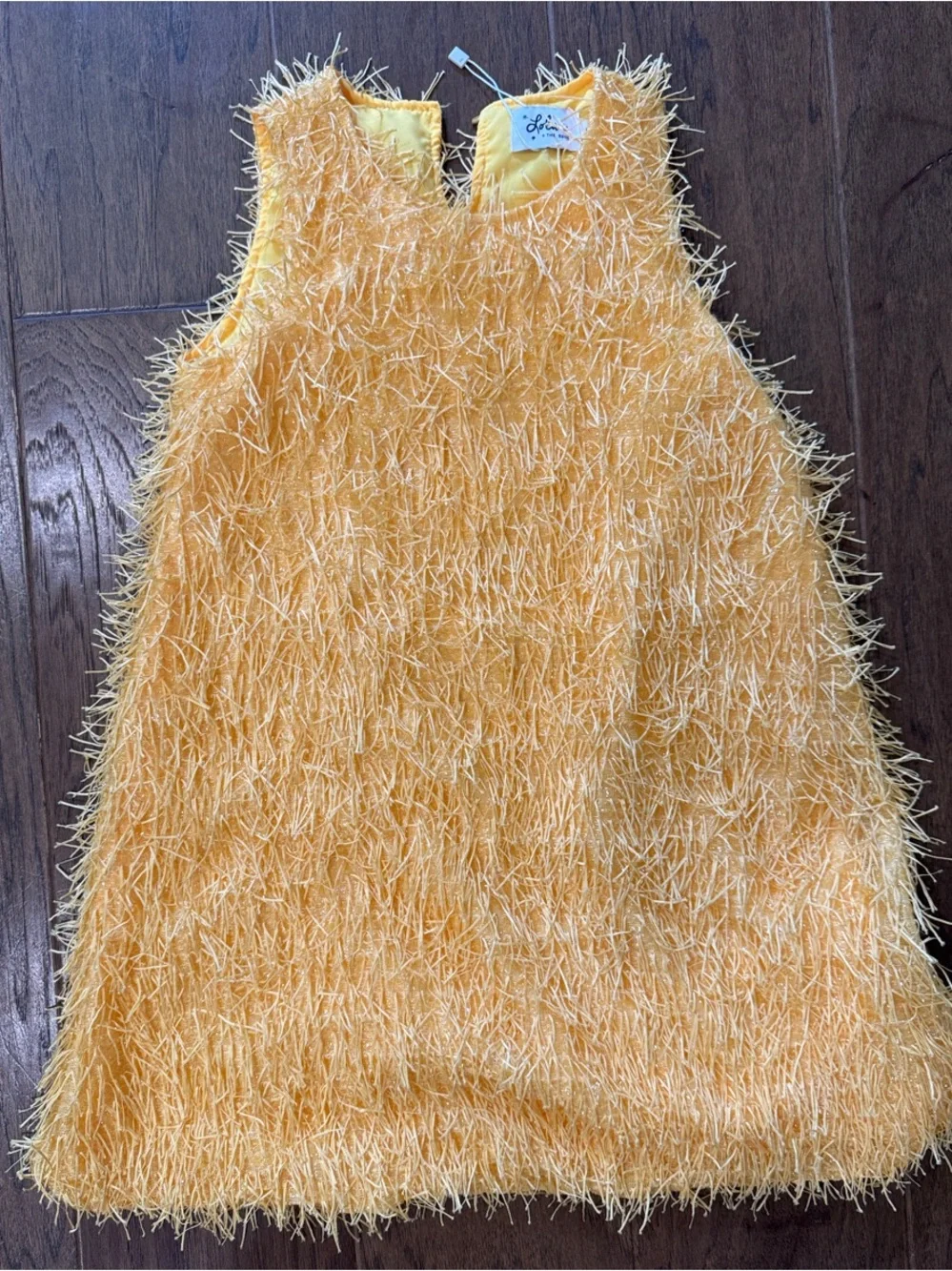 Lola + The Boys Yellow Shaggy Fringe Kids Dress